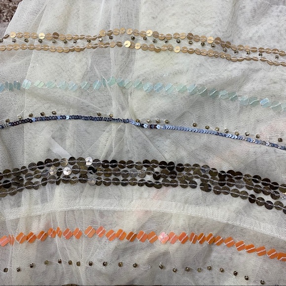 Free People Cream Multi Color Sequin Mesh Tank Top - Picture 10 of 16